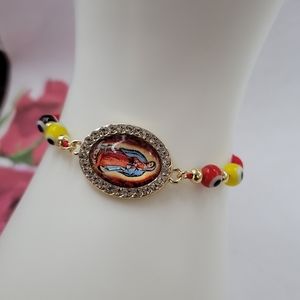 Virgin Mary red  bracelet adjustable hand-woven